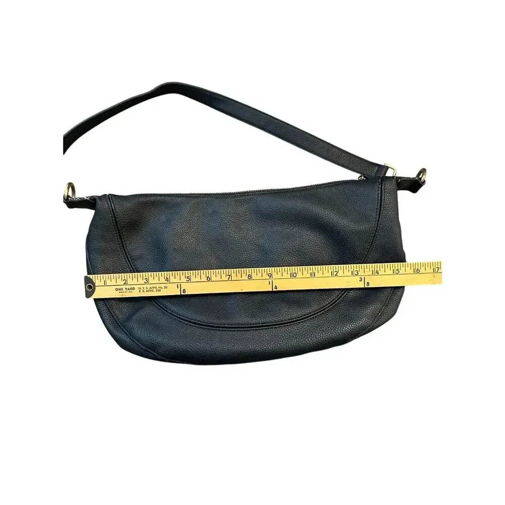 Anthropologie Urban Originals Black Leather Half Moon Crossbody Bag